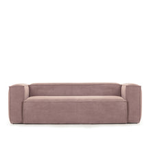 Load image into Gallery viewer, Blok 3-seater sofa in pink thick corduroy 240cm FSC Mix Credit - image 3