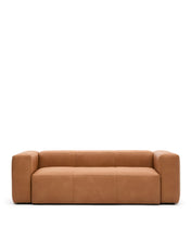 Load image into Gallery viewer, Blok brown leather 3-seater sofa 240 cm