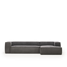 Load image into Gallery viewer, Blok 4-seater right chaise longue sofa in grey thick corduroy 330cm FSC Mix Credit - image 2