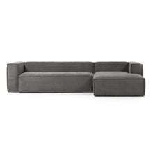 Load image into Gallery viewer, Blok 4-seater right chaise longue sofa in grey thick corduroy 330cm FSC Mix Credit - image 3