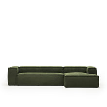 Load image into Gallery viewer, Blok 4-seater right chaise longue sofa in green thick corduroy 330cm FSC Mix Credit