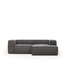 Load image into Gallery viewer, Blok 2-seater right chaise longue sofa in grey thick corduroy 240cm FSC Mix Credit - image 2
