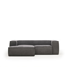 Load image into Gallery viewer, Blok 2-seater left chaise longue sofa in grey thick corduroy 240cm FSC Mix Credit