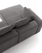 Load image into Gallery viewer, Blok 2-seater left chaise longue sofa in grey thick corduroy 240cm FSC Mix Credit - image 13