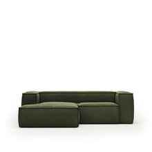 Load image into Gallery viewer, Blok 2-seater left chaise longue sofa in green thick corduroy 240cm FSC Mix Credit