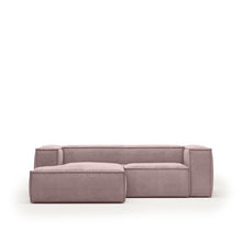 Load image into Gallery viewer, Blok 2-seater left chaise longue sofa in pink thick corduroy 240cm FSC Mix Credit