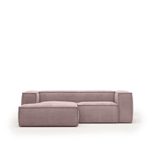 Load image into Gallery viewer, Blok 2-seater left chaise longue sofa in pink thick corduroy 240cm FSC Mix Credit - image 2
