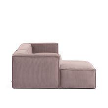 Load image into Gallery viewer, Blok 2-seater left chaise longue sofa in pink thick corduroy 240cm FSC Mix Credit - image 5