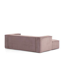 Load image into Gallery viewer, Blok 2-seater left chaise longue sofa in pink thick corduroy 240cm FSC Mix Credit - image 7