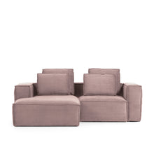 Load image into Gallery viewer, Blok 2-seater left chaise longue sofa in pink thick corduroy 240cm FSC Mix Credit - image 9