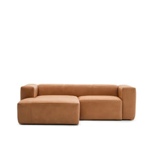 Load image into Gallery viewer, Blok brown leather 2-seater sofa, left chaise longue 240 cm