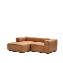 Load image into Gallery viewer, Blok brown leather 2-seater sofa, left chaise longue 240 cm - image 3