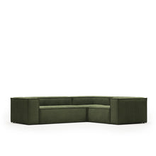 Load image into Gallery viewer, Blok green thick corduroy 3-seater corner sofa 290 x 230cm/230 x 290cm FSC Mix Credit