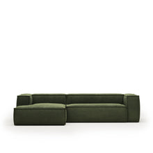 Load image into Gallery viewer, Blok 3-seater left chaise longue sofa in green thick corduroy 300cm FSC Mix Credit - image 2