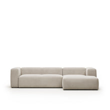 Load image into Gallery viewer, Blok 3-seater beige chenille right chaise longue sofa 300cm FSC Mix Credit - image 2