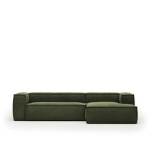 Load image into Gallery viewer, Blok 3-seater right chaise longue sofa in green thick corduroy 300cm FSC Mix Credit