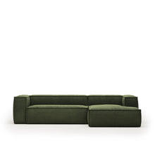 Load image into Gallery viewer, Blok 3-seater right chaise longue sofa in green thick corduroy 300cm FSC Mix Credit - image 2
