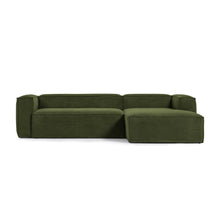 Load image into Gallery viewer, Blok 3-seater right chaise longue sofa in green thick corduroy 300cm FSC Mix Credit - image 3