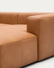 Load image into Gallery viewer, Blok brown leather 3-seater sofa, right chaise longue 300 cm