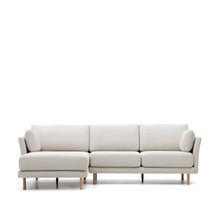 Load image into Gallery viewer, Gilma 3 seater sofa w/ right/left-hand chaise longue in chenille pearl, natural legs, 260 cm