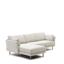 Load image into Gallery viewer, Gilma 3 seater sofa w/ right/left-hand chaise longue in chenille pearl, natural legs, 260 cm - image 3