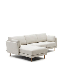 Load image into Gallery viewer, Gilma 3 seater sofa w/ right/left-hand chaise longue in chenille pearl, natural legs, 260 cm - image 4