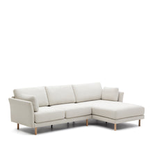 Load image into Gallery viewer, Gilma 3 seater sofa w/ right/left-hand chaise longue in chenille pearl, natural legs, 260 cm - image 5