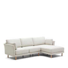Load image into Gallery viewer, Gilma 3 seater sofa w/ right/left-hand chaise longue in chenille pearl, natural legs, 260 cm - image 6
