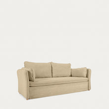 Load image into Gallery viewer, Tanit sofa bed in beige with natural finish solid beech wood legs, 210 cm FSC Mix Credit - image 6