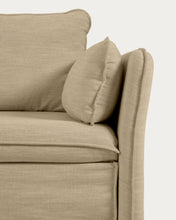 Load image into Gallery viewer, Tanit sofa bed in beige with natural finish solid beech wood legs, 210 cm FSC Mix Credit - image 14