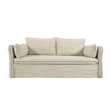 Load image into Gallery viewer, Tanit sofa bed in white with natural finish solid beech wood legs, 210 cm FSC Mix Credit