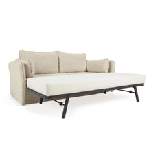 Load image into Gallery viewer, Tanit sofa bed in white with natural finish solid beech wood legs, 210 cm FSC Mix Credit - image 3