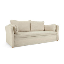 Load image into Gallery viewer, Tanit sofa bed in white with natural finish solid beech wood legs, 210 cm FSC Mix Credit - image 5