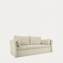 Load image into Gallery viewer, Tanit sofa bed in white with natural finish solid beech wood legs, 210 cm FSC Mix Credit - image 6