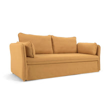 Load image into Gallery viewer, Tanit sofa bed in mustard with natural finish solid beech wood legs, 210 cm FSC Mix Credit - image 5