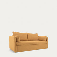 Load image into Gallery viewer, Tanit sofa bed in mustard with natural finish solid beech wood legs, 210 cm FSC Mix Credit - image 6