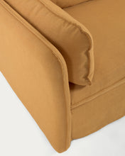 Load image into Gallery viewer, Tanit sofa bed in mustard with natural finish solid beech wood legs, 210 cm FSC Mix Credit - image 13