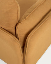 Load image into Gallery viewer, Tanit sofa bed in mustard with natural finish solid beech wood legs, 210 cm FSC Mix Credit - image 16
