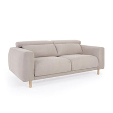 Load image into Gallery viewer, Singa 3 seater sofa with reclining headrest and extendable seat in beige 215 cm FSC Mix Credit - image 2