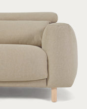 Load image into Gallery viewer, Singa 3 seater sofa with reclining headrest and extendable seat in beige 215 cm FSC Mix Credit - image 9