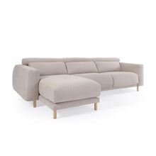 Load image into Gallery viewer, Singa 3 seater sofa with left-hand chaise longue, reclining headrest and extendable seat in beige 296 cm FSC Mix Credit - image 2