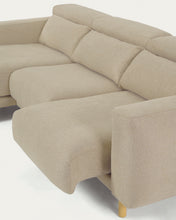 Load image into Gallery viewer, Singa 3 seater sofa with left-hand chaise longue, reclining headrest and extendable seat in beige 296 cm FSC Mix Credit - image 14