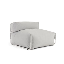 Load image into Gallery viewer, Square modular 100% outdoor sofa pouffe w/ backrest, light grey, white aluminium 101x101cm