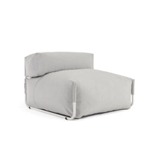 Load image into Gallery viewer, Square modular 100% outdoor sofa pouffe w/ backrest, light grey, white aluminium 101x101cm - image 2