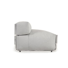 Load image into Gallery viewer, Square modular 100% outdoor sofa pouffe w/ backrest, light grey, white aluminium 101x101cm - image 3