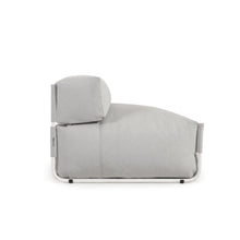 Load image into Gallery viewer, Square modular 100% outdoor sofa pouffe w/ backrest, light grey, white aluminium 101x101cm - image 4