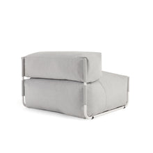 Load image into Gallery viewer, Square modular 100% outdoor sofa pouffe w/ backrest, light grey, white aluminium 101x101cm - image 5