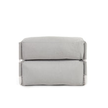 Load image into Gallery viewer, Square modular 100% outdoor sofa pouffe w/ backrest, light grey, white aluminium 101x101cm - image 7