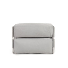 Load image into Gallery viewer, Square modular 100% outdoor sofa pouffe w/ backrest, light grey, white aluminium 101x101cm - image 8