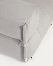 Load image into Gallery viewer, Square modular 100% outdoor sofa pouffe w/ backrest, light grey, white aluminium 101x101cm - image 14